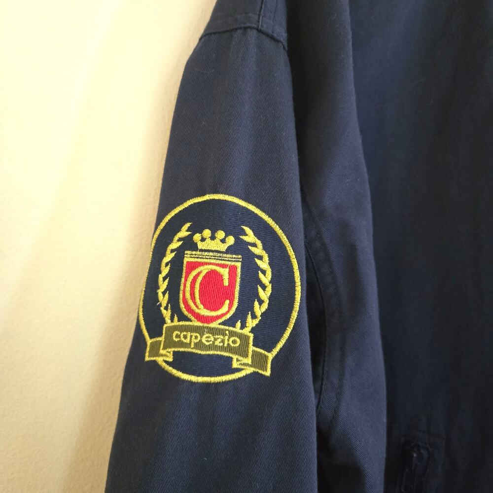 Vintage Capezio Light Weight Navy Cotton Hooded Jacket Size L - Picture 9 of 11